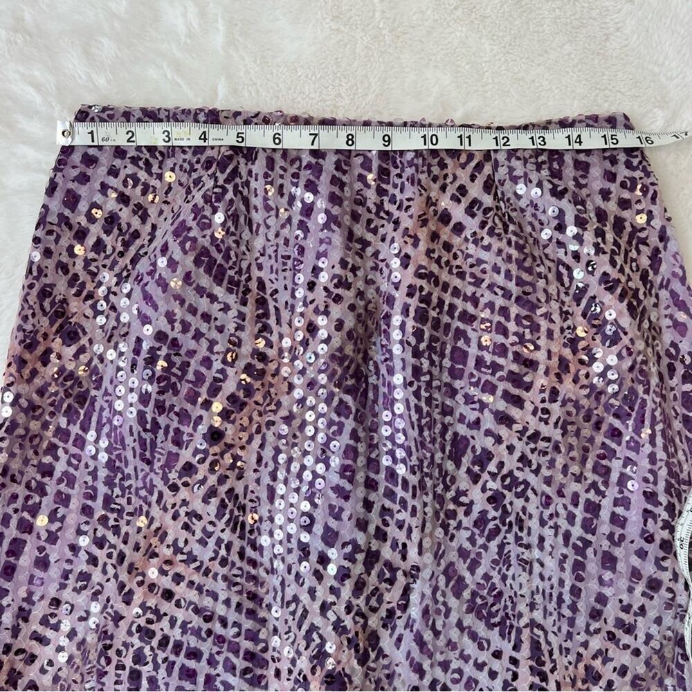 Javier Larrainzar Purple Sequin Two Piece Set Top Skirt Couture Evening Sz 12 - Picture 10 of 14